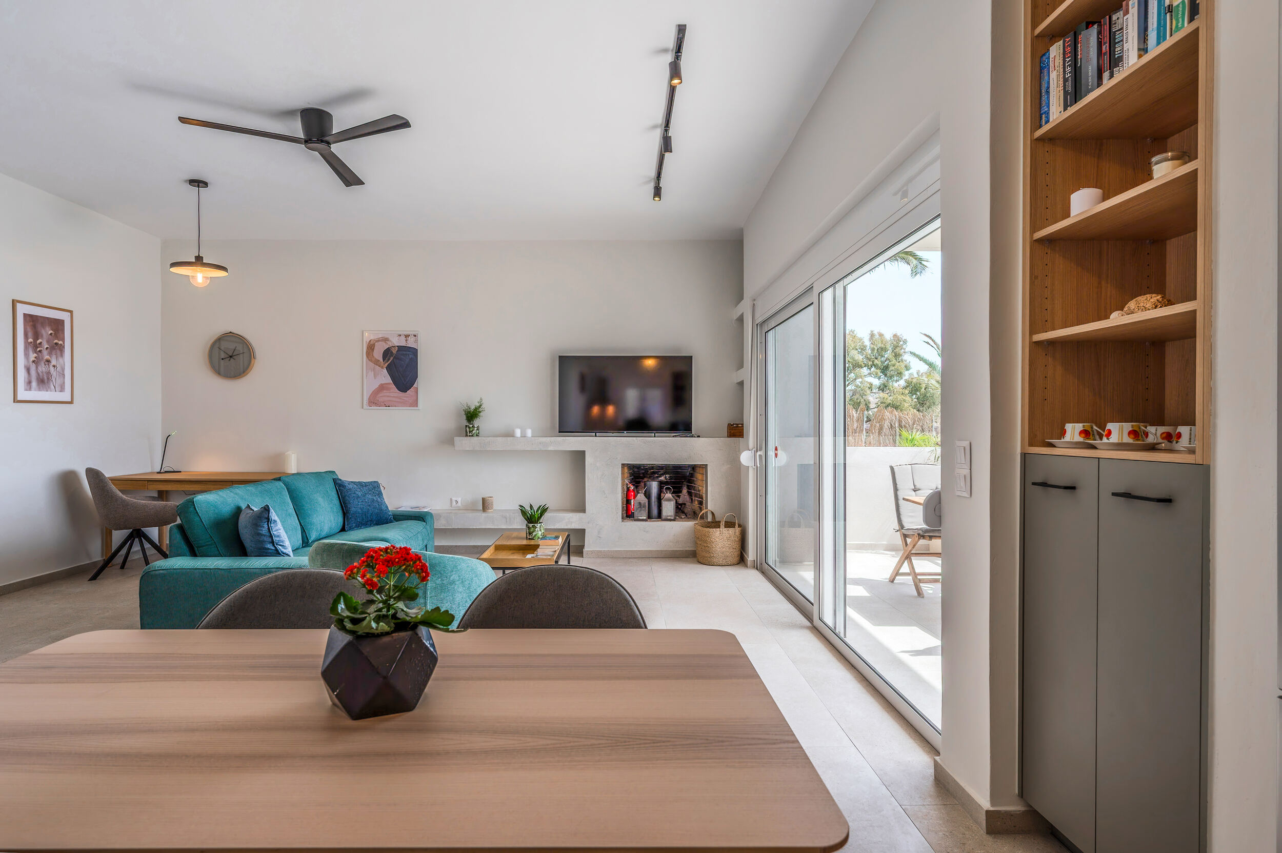 Shared living room opening to terrace light